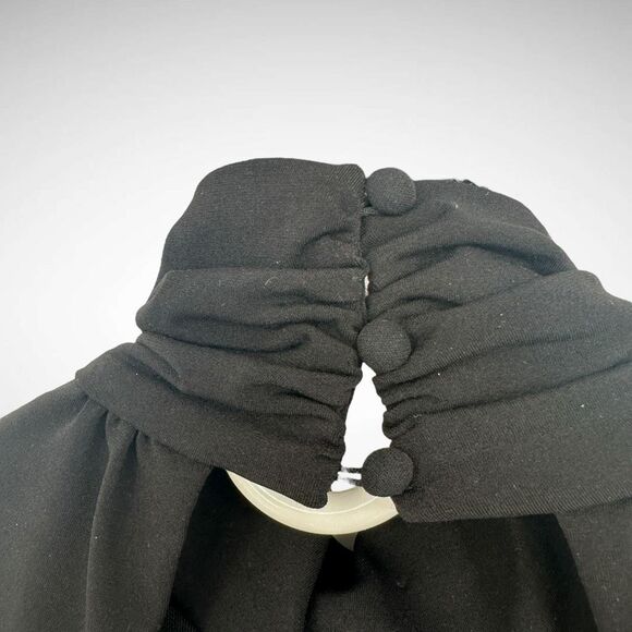 Cinq a Sept Amar Black Open Back Ruched Cross Over Stretch Mini Dress Size 2 - Picture 4 of 10